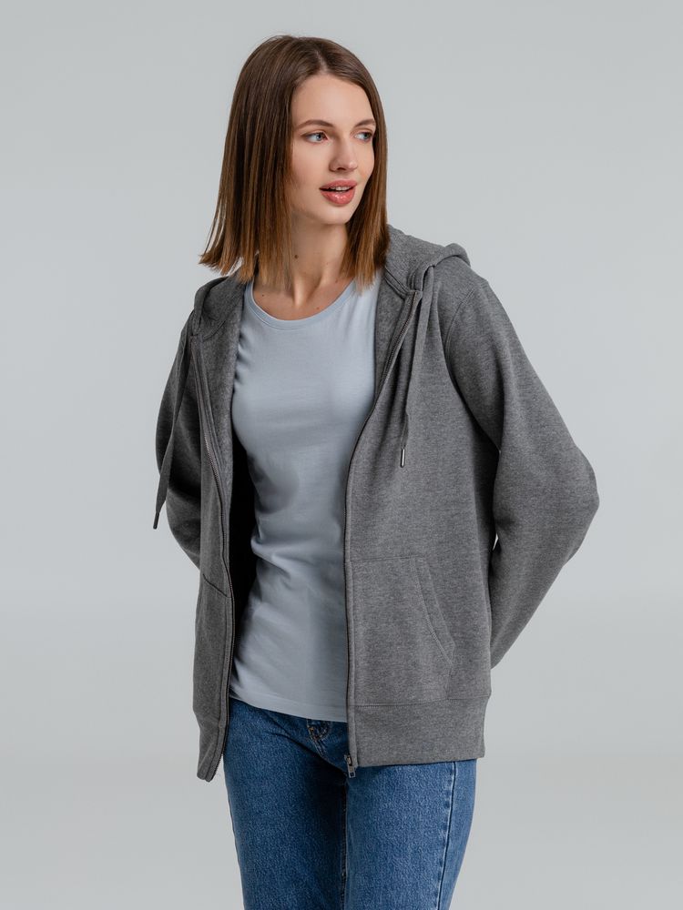 Толстовка на молнии с капюшоном унисекс King, темно-серый меланж-7