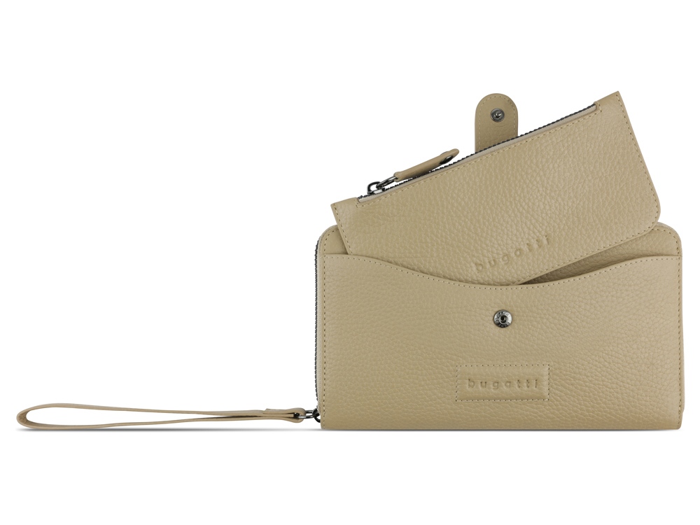 Кошелёк женский BUGATTI Elsa с ключницей, с RFID, песочного цвета, кожа/полиэстер, 18,7х3х10 см-2