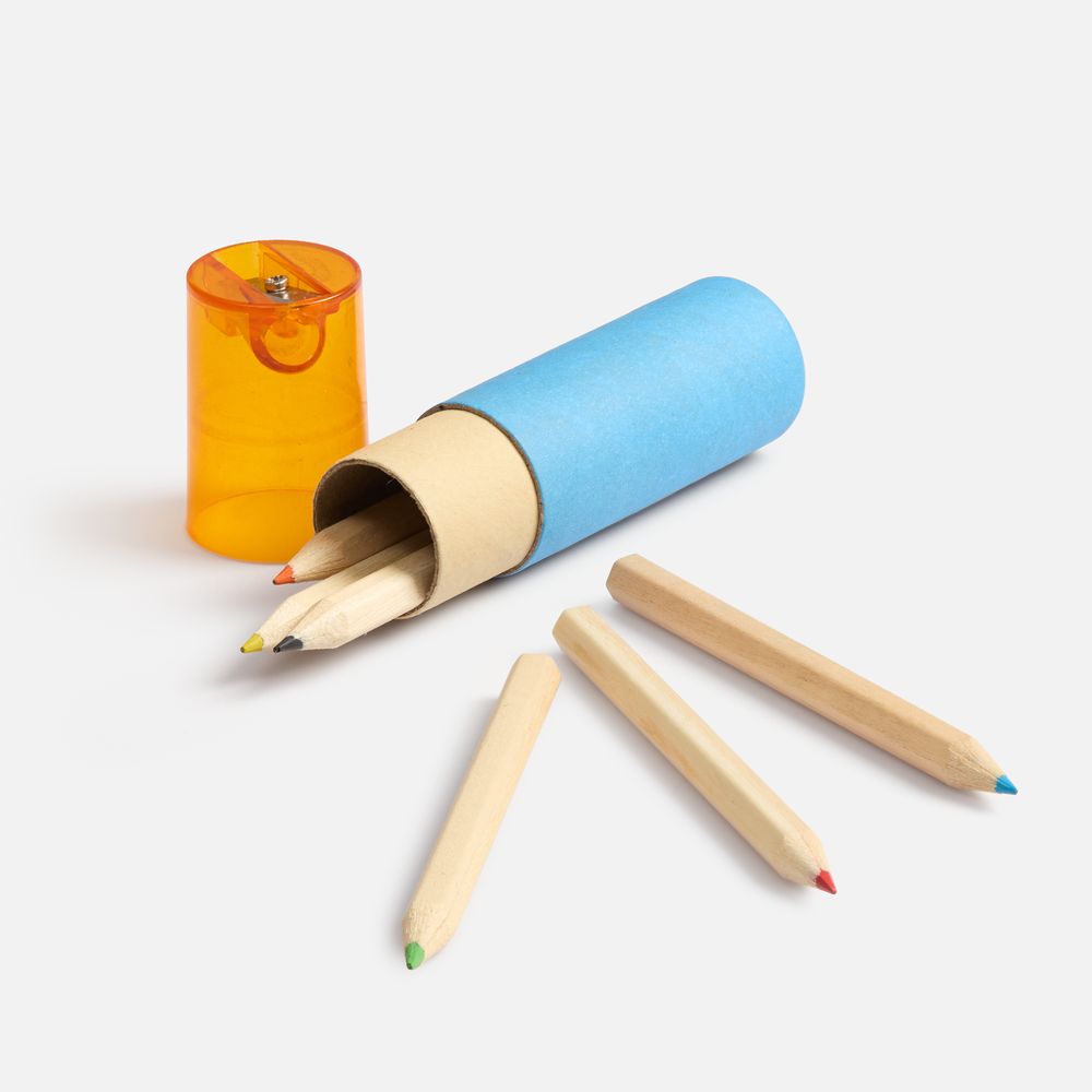 Набор цветных карандашей Kiddo с точилкой, голубой с оранжевым-1