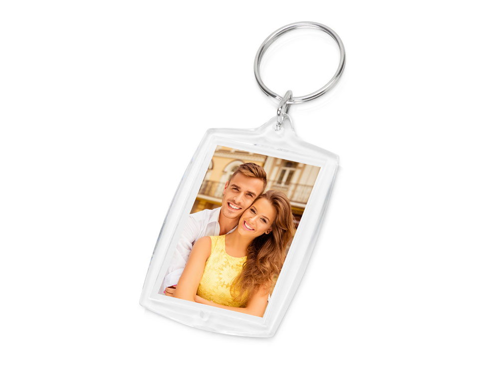 Брелок с возможностью вставки фотографии или рекламного мини-постера, прозрачный-1