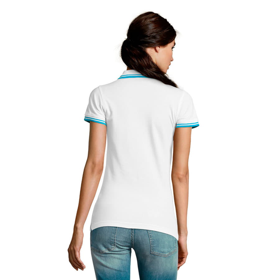 Поло женское PASADENA WOMEN 200, белый, голубой-2