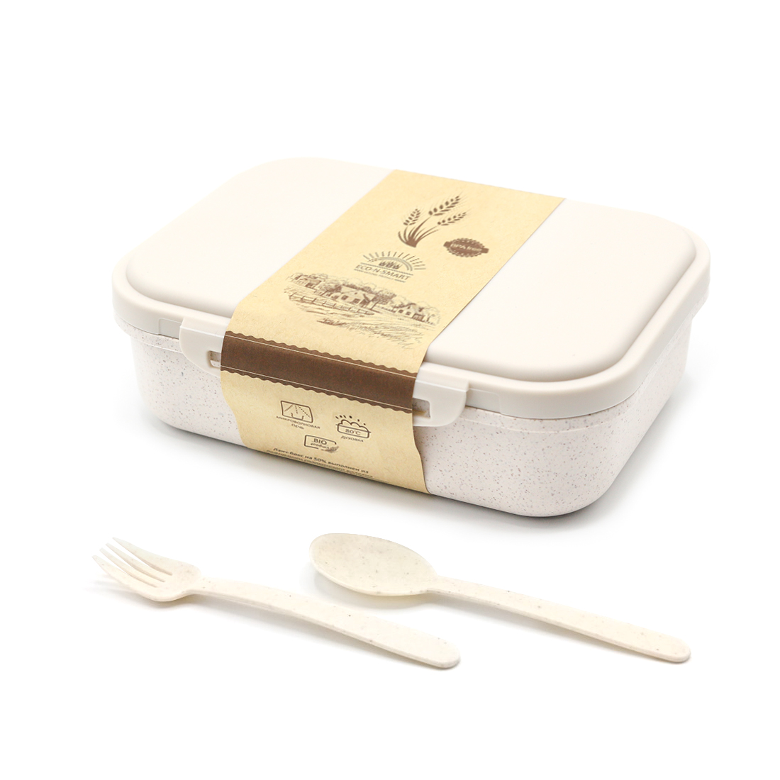 Ланчбокс (контейнер для еды) Ulf из пшеничного волокна, Бежевый-0