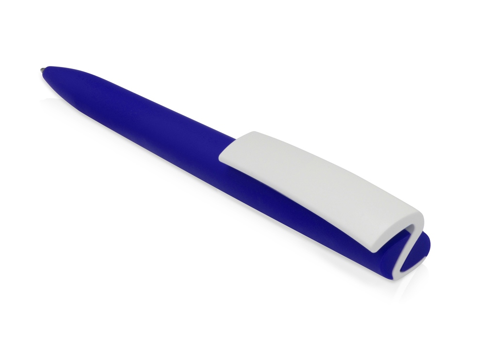 Ручка пластиковая soft-touch шариковая Zorro, синий/белый-4