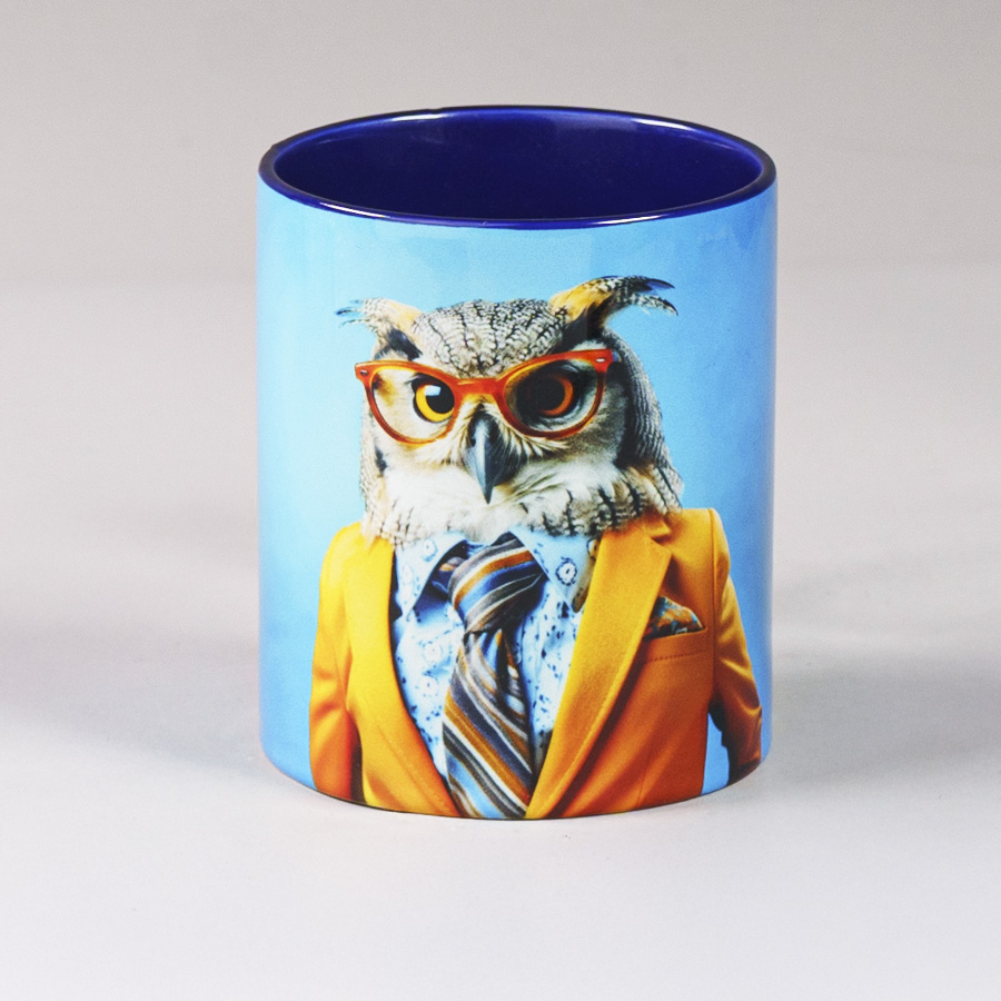 Кружка для сублимации, 330 мл, d=82 мм, стандарт А, белая, синяя внутри, синяя ручка, белый, синий-2