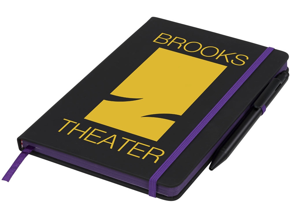 Блокнот Noir Edge среднего размера, черный/пурпурный-4