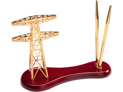 Настольный прибор «Энергия» золотистый/красное дерево 616729, Золотой-0
