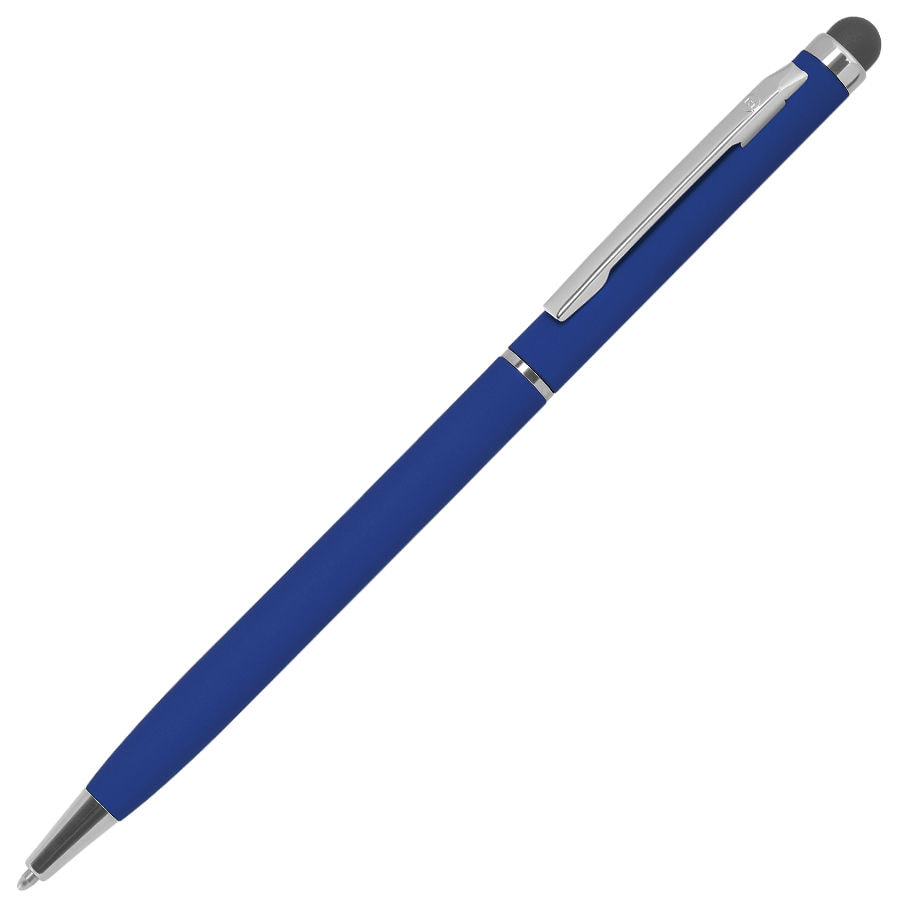 Ручка шариковая со стилусом TOUCHWRITER SOFT, покрытие soft touch, синий, серебристый-0
