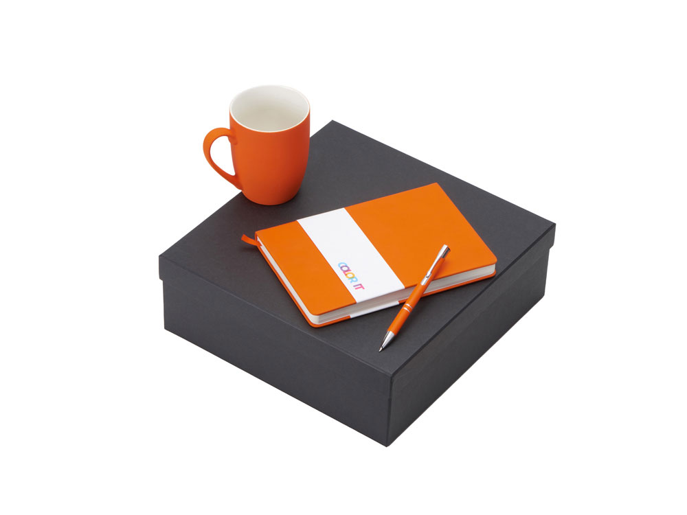 Подарочный набор с блокнотом С3, металлической ручкой и кружкой, оранжевый-0
