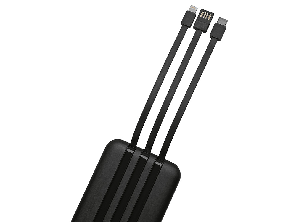 Магнитный беспроводной внешний аккумулятор со встроенными кабелями Мэни,быстаря зарядка, 10000 мАч, черный-5