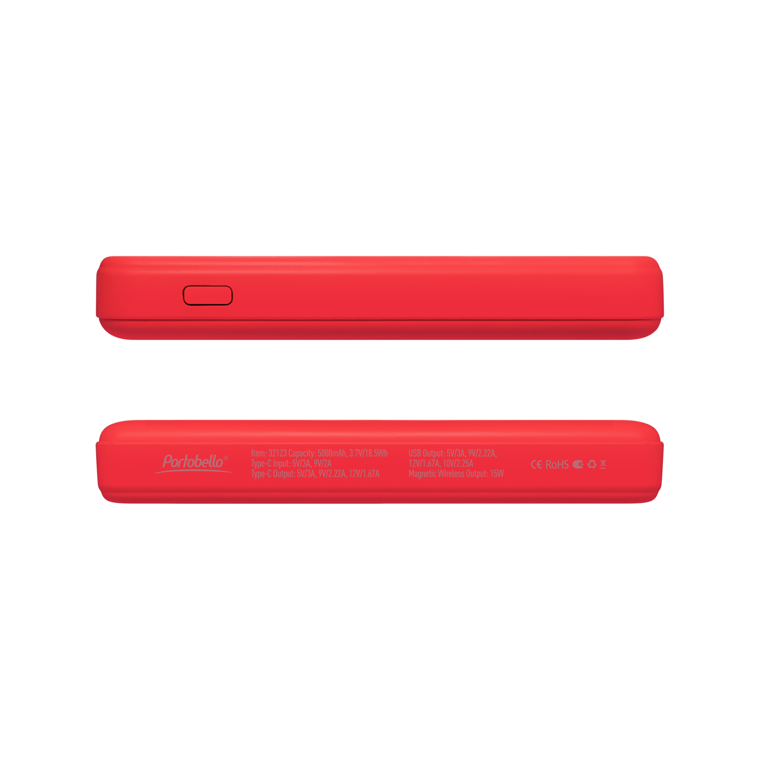 Внешний аккумулятор Largo PD 5000mAh с функцией беспроводной зарядки 15W, красный-4