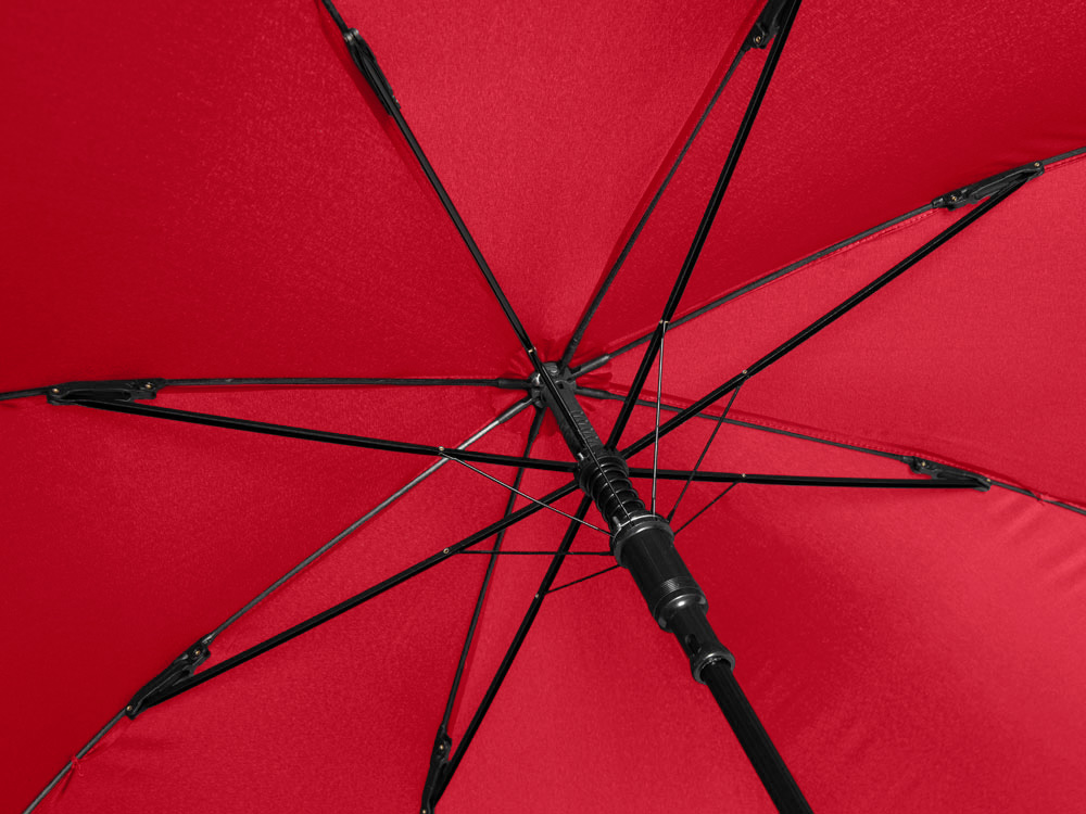 Зонт-трость Reviver с куполом из переработанного пластика, красный-4