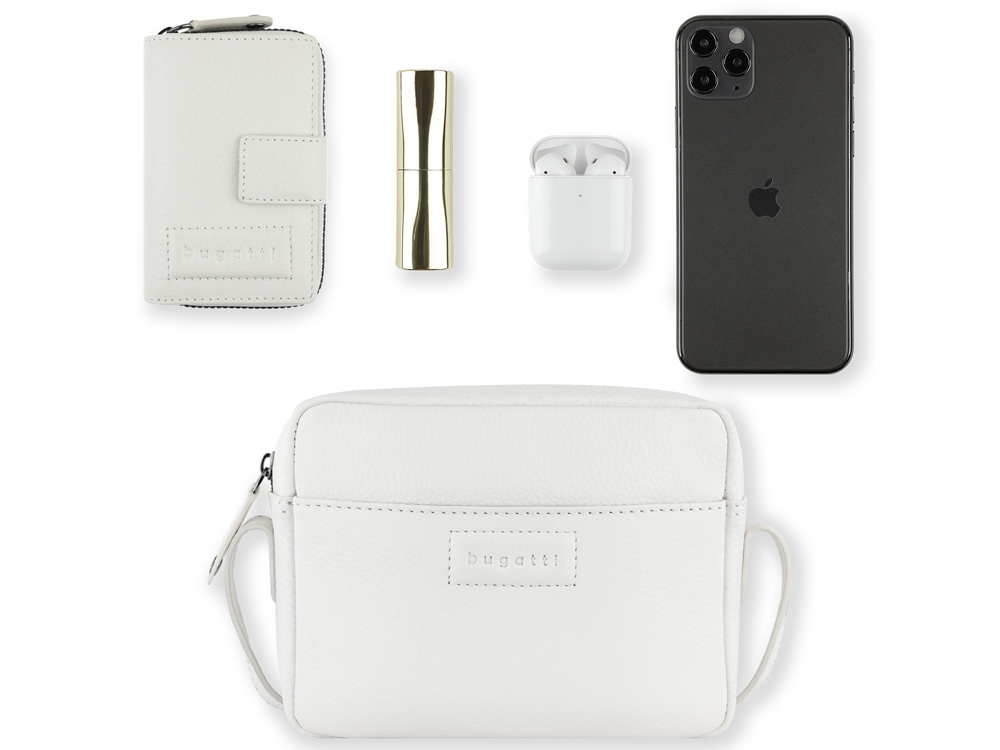 Сумка кросс-боди женская BUGATTI Elsa, белая, воловья кожа/полиэстер, 19х5,5х14 см-10