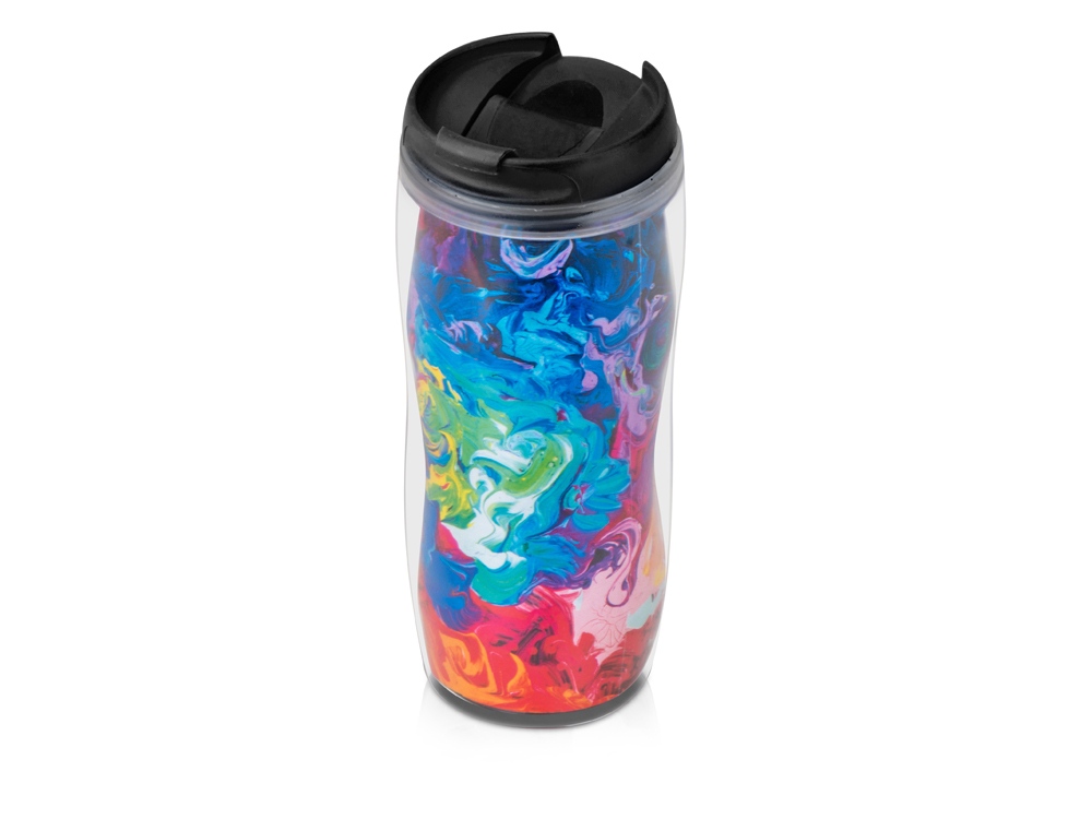 Термокружка Mony 400мл, под цифровую печать, прозрачный/черный-1