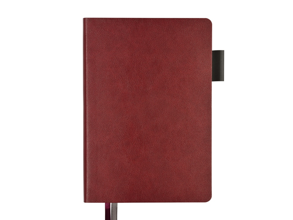 Ежедневник А5 датированный Boston 2026, бордовый с серым обрезом-1