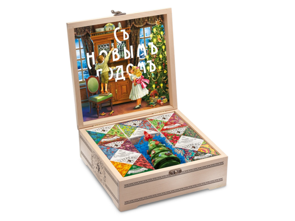 Подарочный набор Народы России с чаем и вареньем в деревянной шкатулке без лого-0