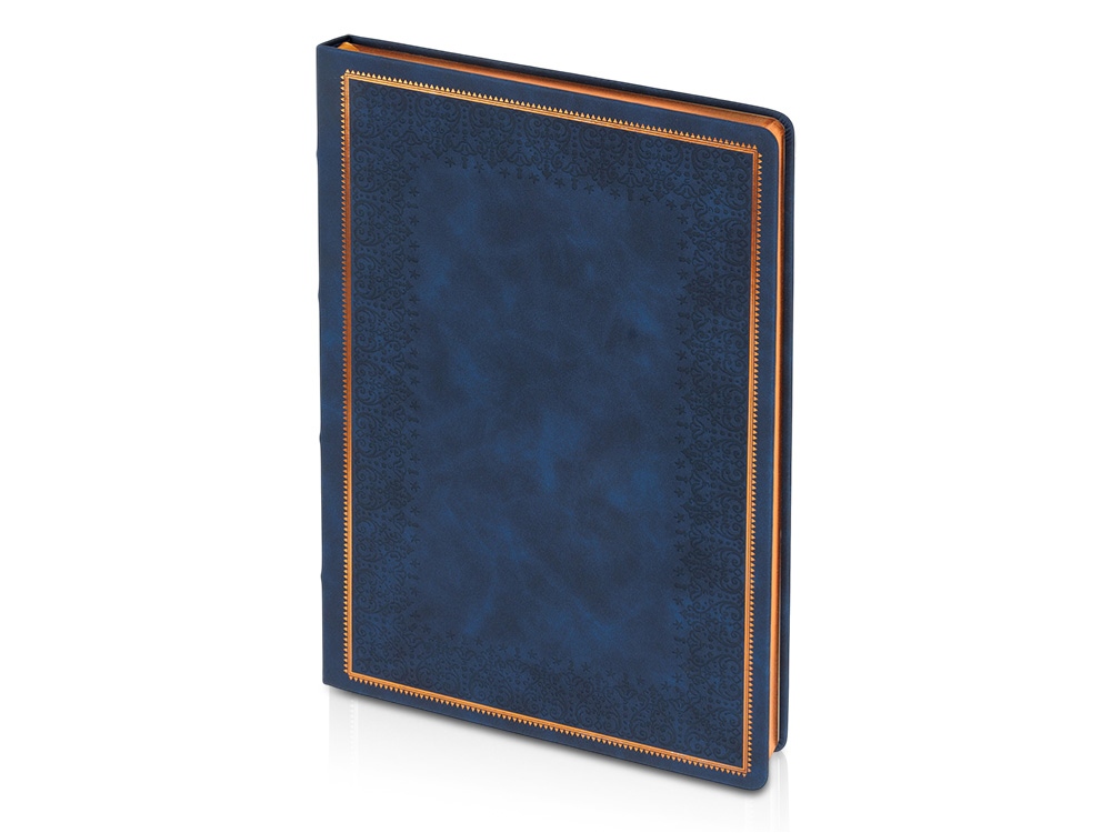 Ежедневник недатированный А4 Royal, синий с бронзовым срезом-0