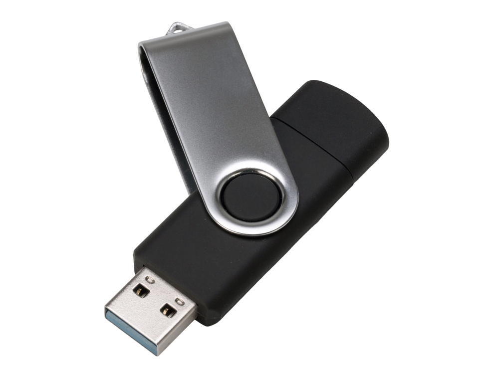 USB3.0/USB Type-C флешка на 32 Гб Квебек C, черный-1