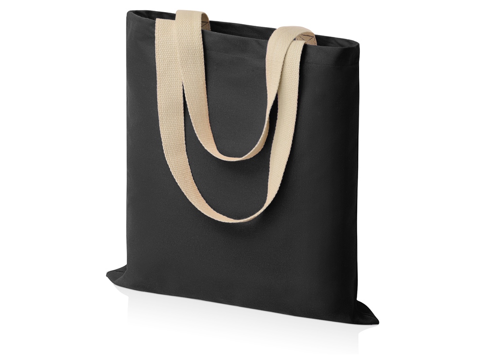 Сумка для шопинга Steady из хлопка с парусиновыми ручками, 260 г/м2, черный-0