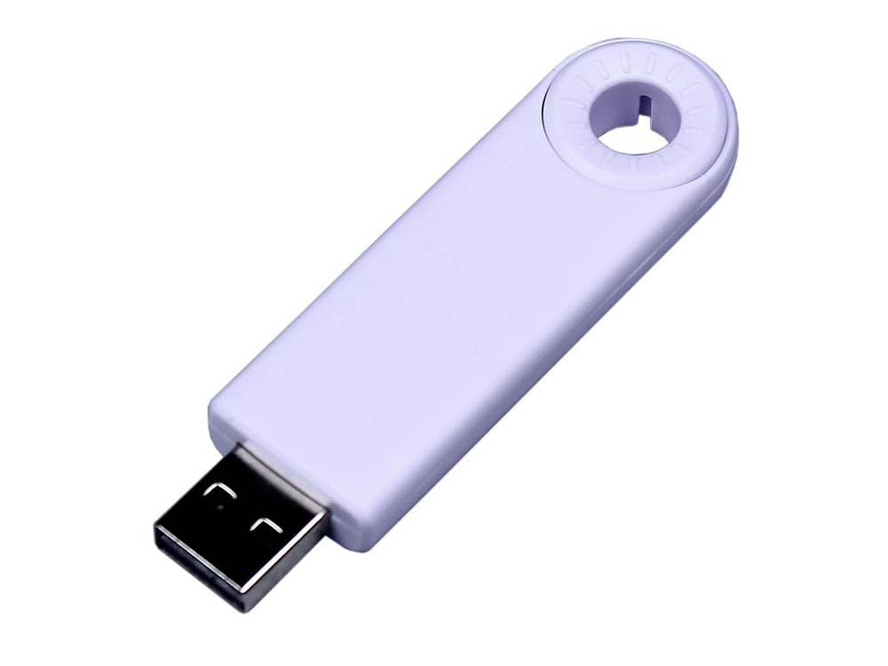 USB-флешка промо на 64 Гб прямоугольной формы, выдвижной механизм, белый-0