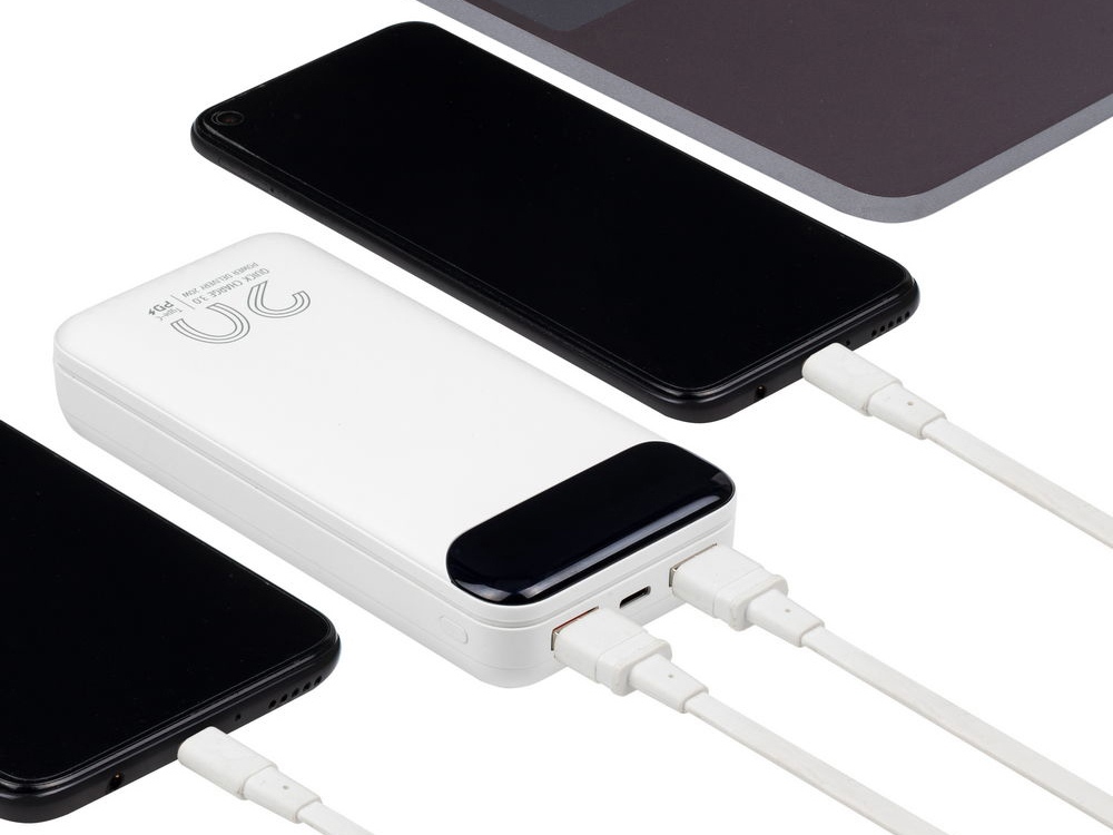 RIVACASE VA2580 (20 000mAh), QC/PD 20W внешний аккумулятор с дисплеем, белый /24-12