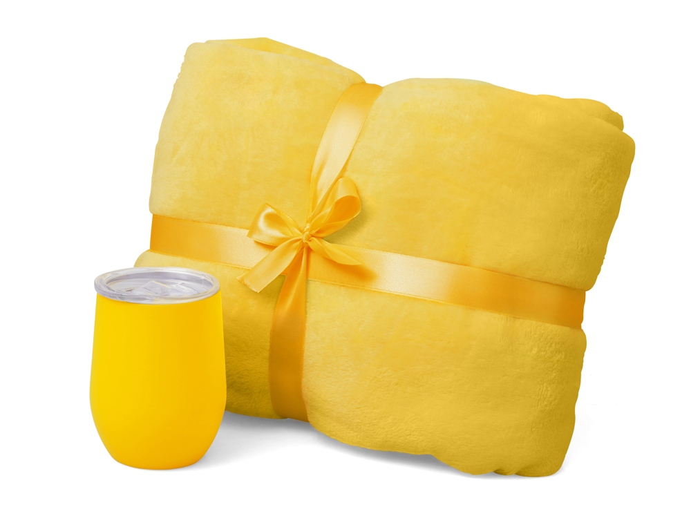 Подарочный набор Dreamy hygge 2.0 с пледом и термокружкой, желтый-0