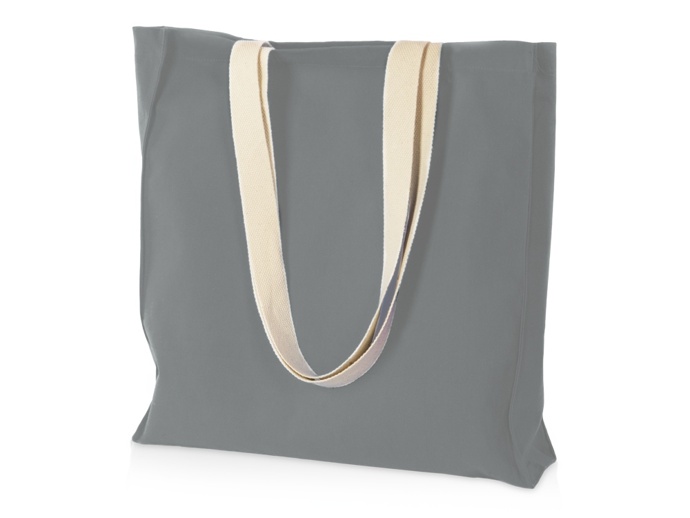 Сумка Donny из хлопка с донной складкой и парусиновыми ручками, серый-0