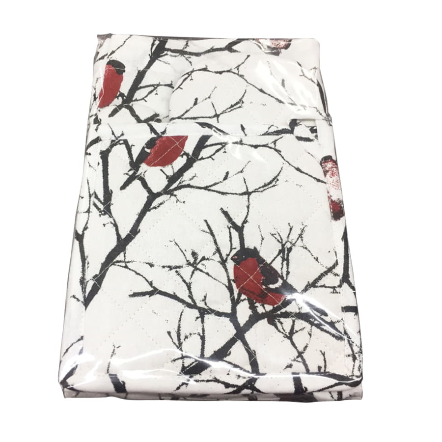 Подарочный набор для кухни  "Снегири",хлопок 100%, передник и прихватки, белый, красный-4