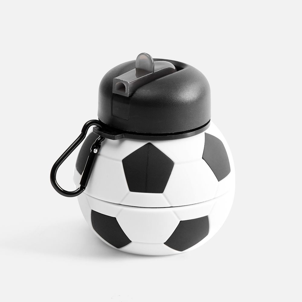 Складная бутылка для воды Football Flex, белая с черным-2