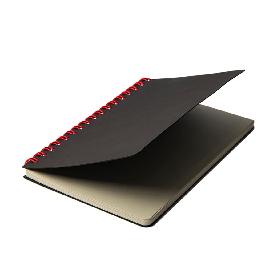 Блокнот на двойной пружине HELIX MINI, 105 х 150  мм, черный с красным, блок в клетку, черный, красный-4