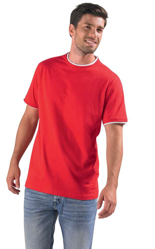 Футболка мужская с контрастной отделкой Madison 170, красный/белый-4