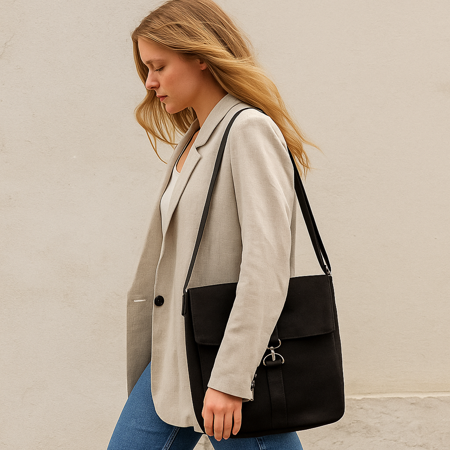 Шоппер Superbag Companion, с тремя отделениями, боковым креплением (карабин) и карманом (черный)-9