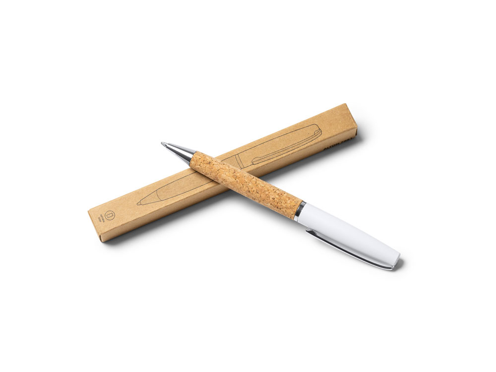 Ручка шариковая ALTON из натуральной пробки и металла, натуральный/серебристый-2