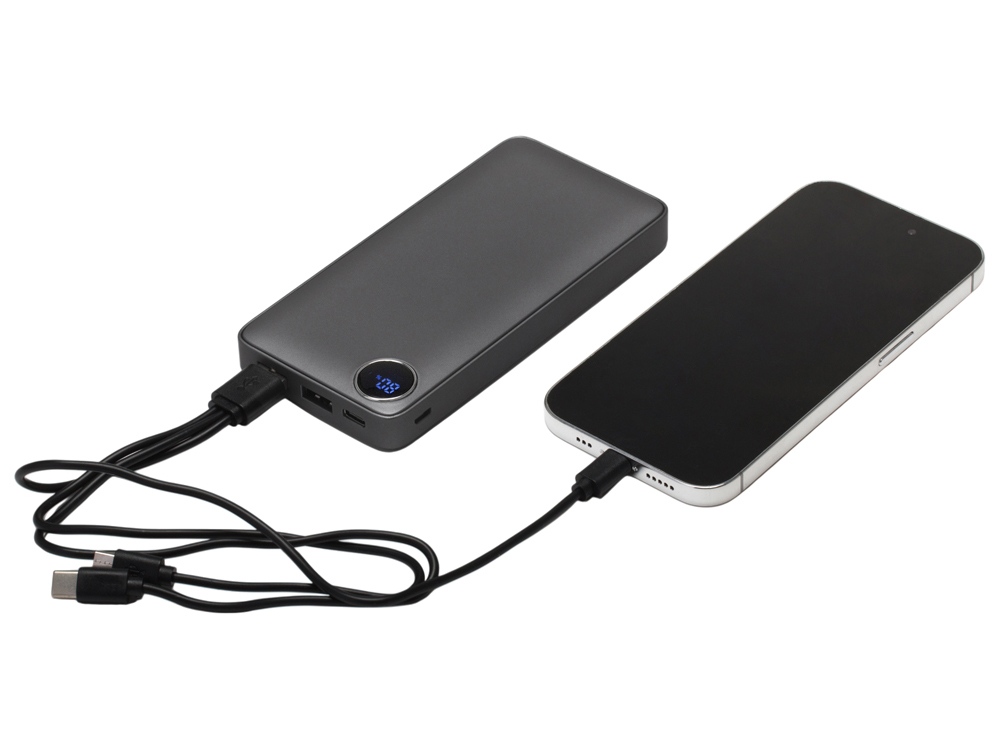 Внешний аккумулятор с дисплеем Mild, 10 000 mAh, темно-серый-1