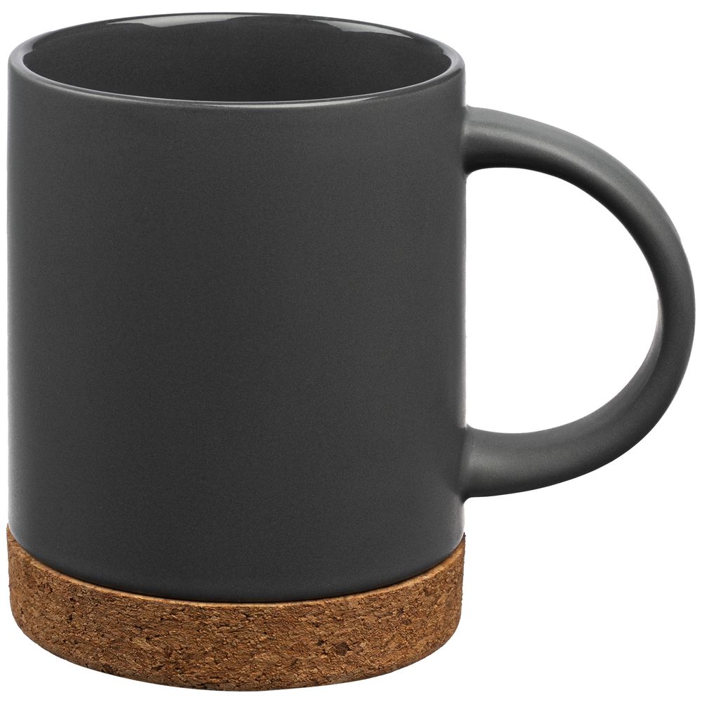 Кружка с пробковой подставкой Corky, серая-0