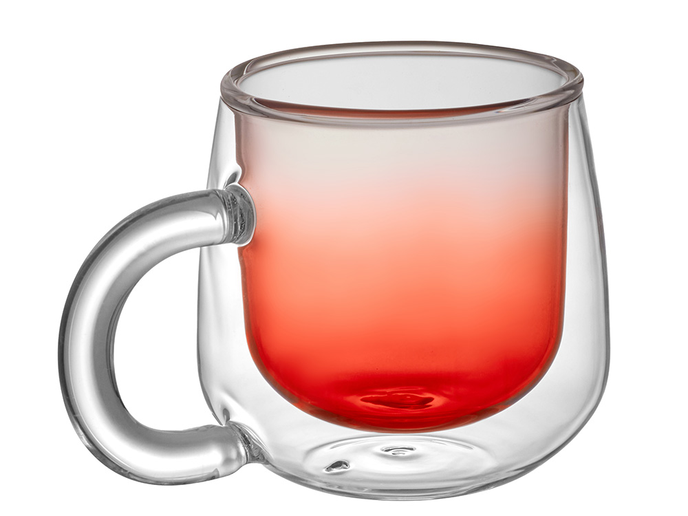 Кружка с двойными стенками с широкой ручкой и градиентным покрытием Fog, красный-2