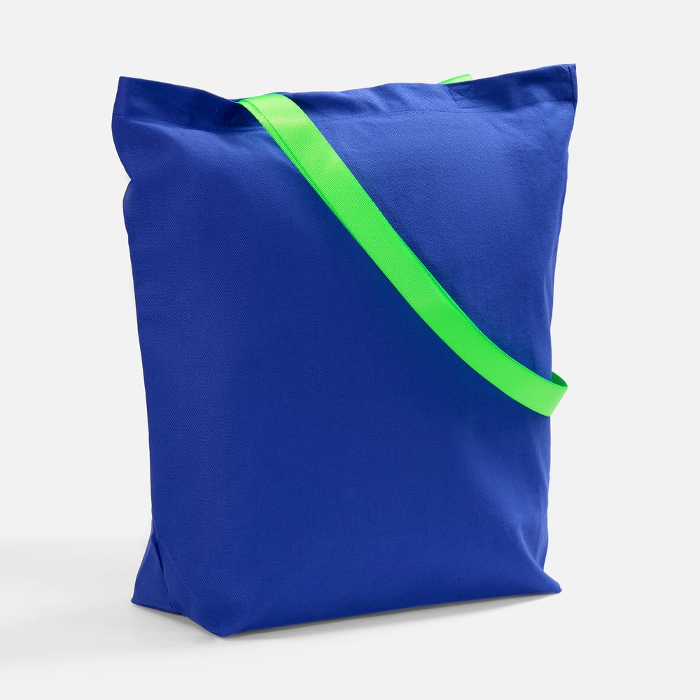 Шопер B5, синий с зелеными ручками-1