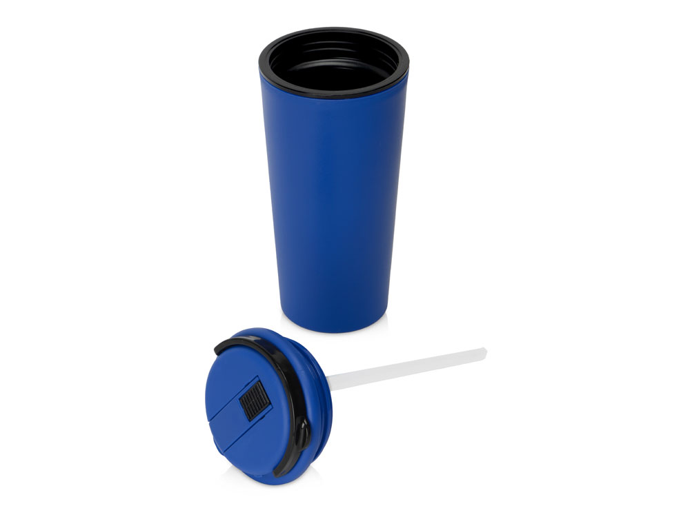 Стакан-тамблер Parma со встроенной трубочкой, 350 мл, цвет синий-1
