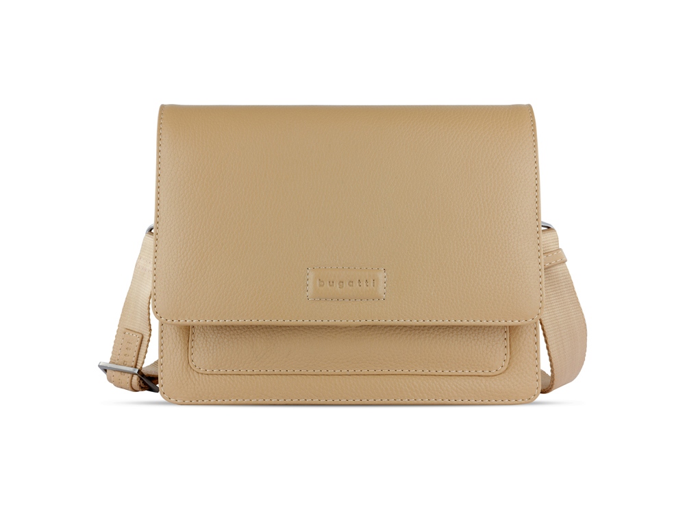 Сумка через плечо женская BUGATTI Elsa, песочного цвета, воловья кожа/полиэстер, 25х8,5х20 см-1