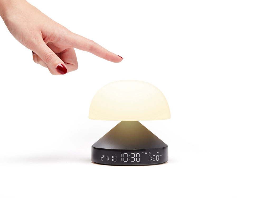 Светильник с часами и световым будильником Mina Sunrise, темно-серый-12