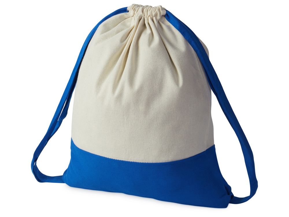 Рюкзак-мешок Cotton из хлопка 170 г, натуральный/синий-0