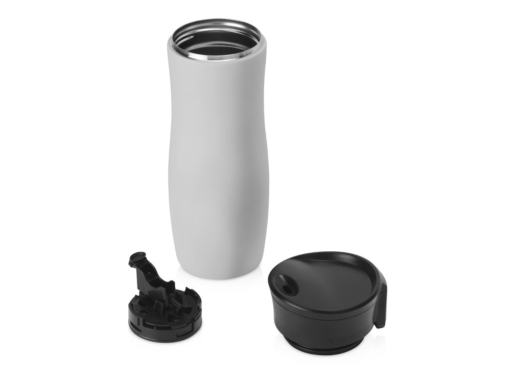 Вакуумная термокружка с кнопкой Streamline, Waterline, soft-touch, тубус, серый-3