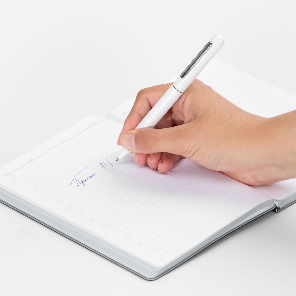 Ручка шариковая Scribo, матовая белая-2