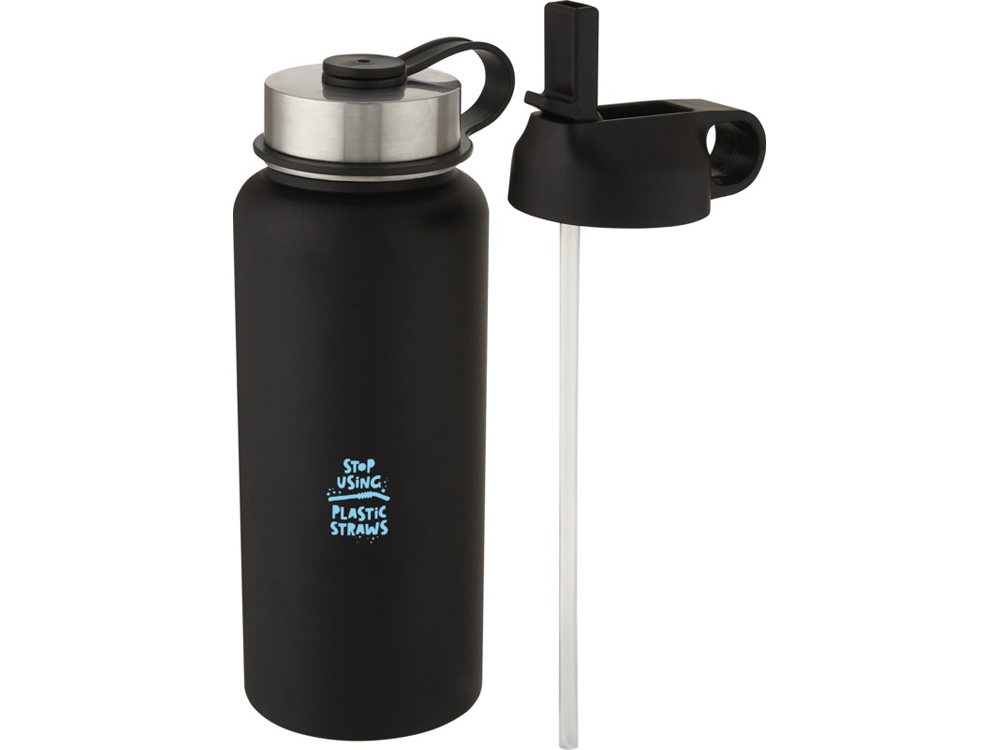 Supra медная спортивная бутылка объемом 1 л с вакуумной изоляцией и 2 крышками, черный-3