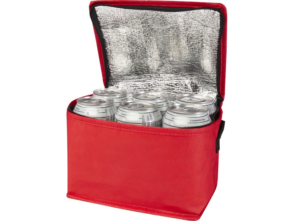Spectrum нетканая сумка-холодильник, 4 л, на 6 банок, из переработанных материалов, красный-0