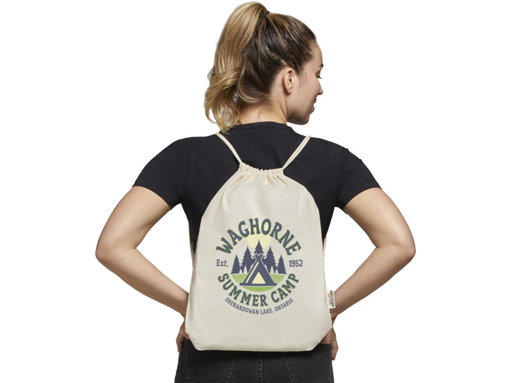 Oregon сумка-кисет из переработанного хлопка, сертифицированного согласно GRS, плотностью 140 г/м² - Белый-4