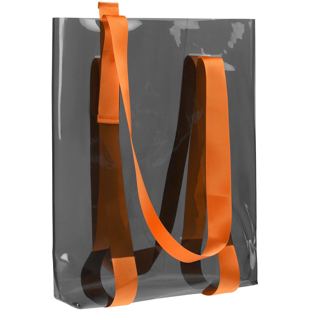 Шопер Clear Fest, прозрачный серый с оранжевыми ручками-1