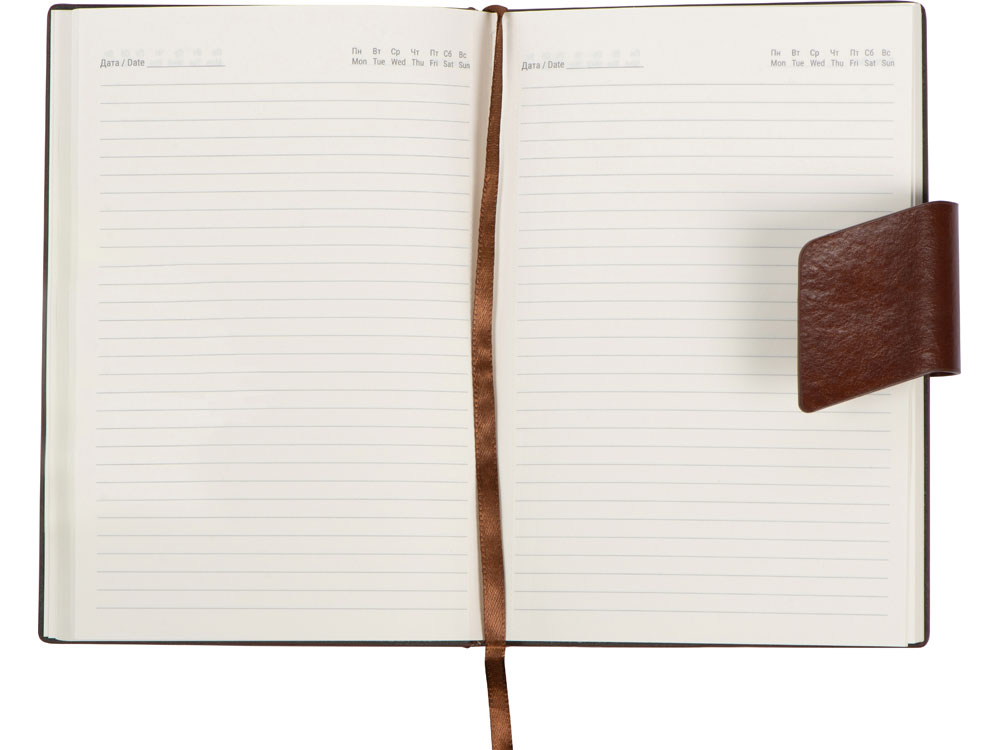 Бизнес блокнот А5 Monoi с клапаном, твердая обложка, 128 листов, коричневый-4