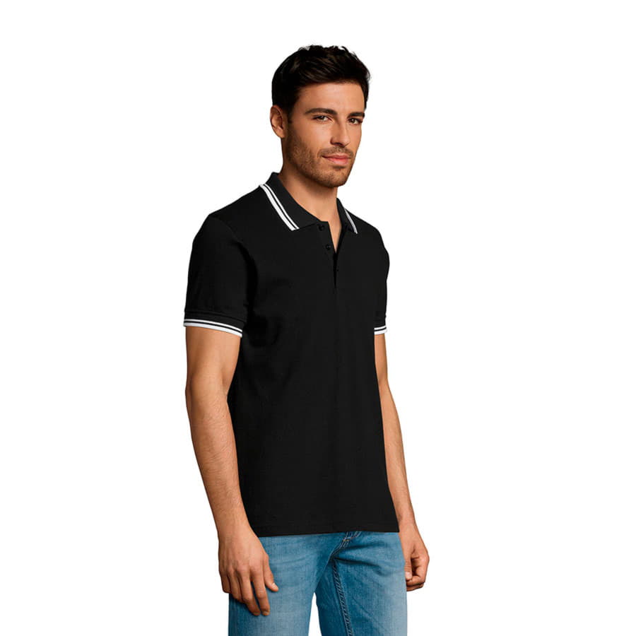 Поло мужское PASADENA MEN 200, черный, белый-3
