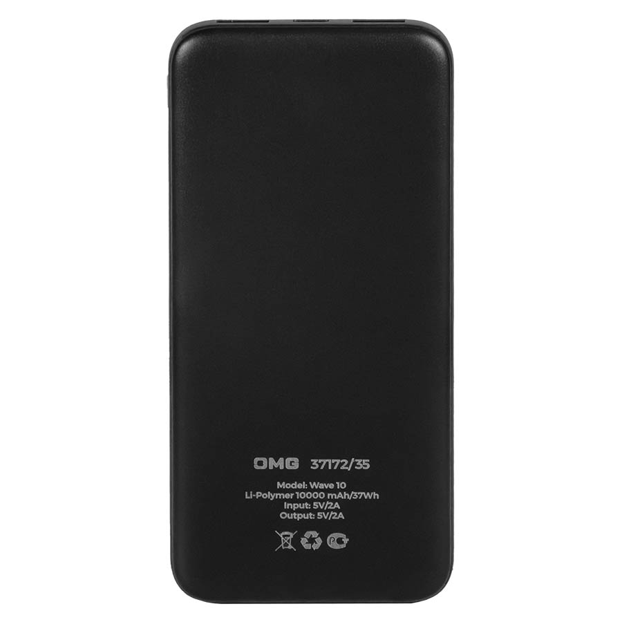 Универсальный аккумулятор Wave 10 (10000 мАч), черный, 14,9х6.7х1,6 см, черный-2