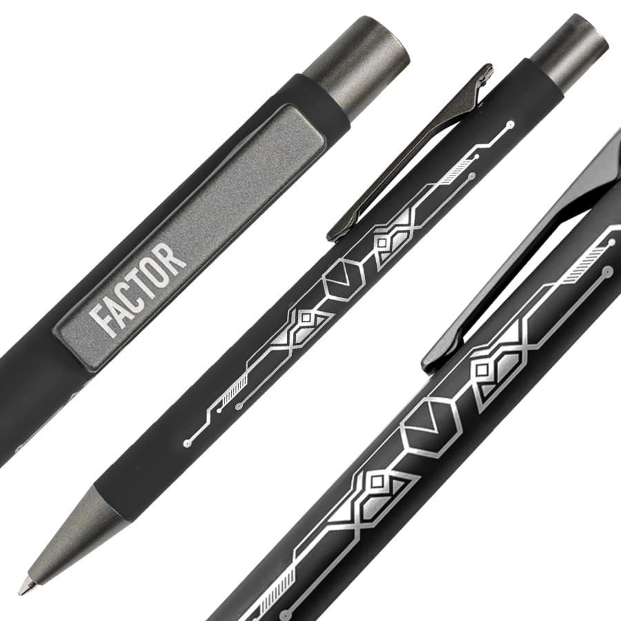 Ручка шариковая FACTOR, черный, серый-1